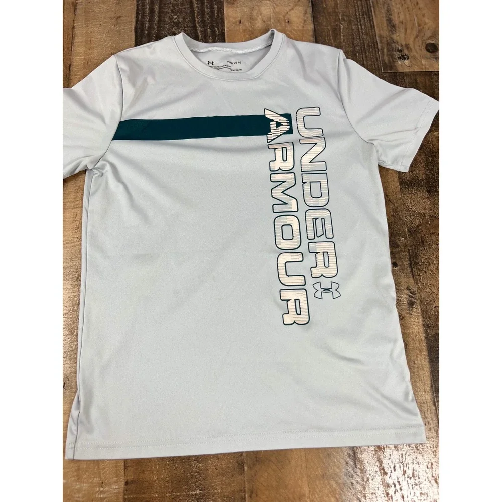 Under Armour Boys HeatGear Loose Fit Short Sleeve Graphic T-Shirt Gray YLG Large
